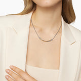 Crossover Bar Necklace in Sterling Silver with 18K Yellow Gold