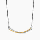 Crossover Bar Necklace in Sterling Silver with 18K Yellow Gold