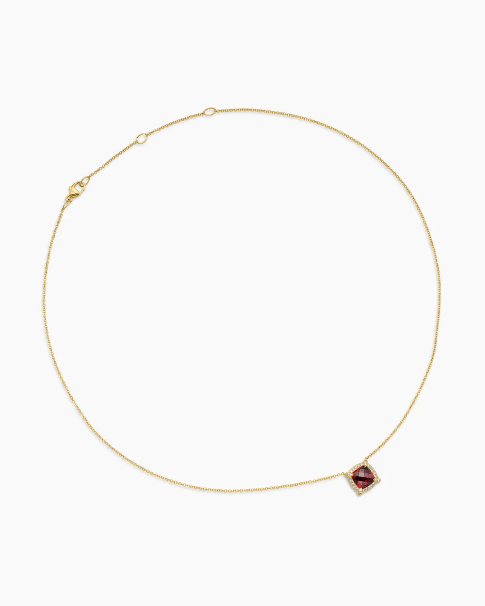 PETITE CHATELAINE® PAVÉ BEZEL PENDANT NECKLACE 18K Yellow Gold with Garnet and Diamonds, 7mm