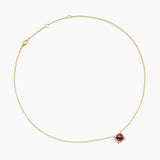 PETITE CHATELAINE® PAVÉ BEZEL PENDANT NECKLACE 18K Yellow Gold with Garnet and Diamonds, 7mm