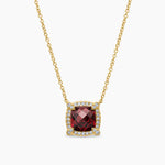 PETITE CHATELAINE® PAVÉ BEZEL PENDANT NECKLACE 18K Yellow Gold with Garnet and Diamonds, 7mm