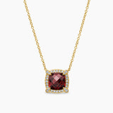 PETITE CHATELAINE® PAVÉ BEZEL PENDANT NECKLACE 18K Yellow Gold with Garnet and Diamonds, 7mm