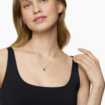PETITE CHATELAINE® PAVÉ BEZEL PENDANT NECKLACE 18K Yellow Gold with Hampton Blue Topaz and Diamonds, 7mm