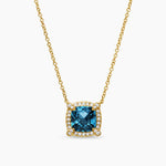 PETITE CHATELAINE® PAVÉ BEZEL PENDANT NECKLACE 18K Yellow Gold with Hampton Blue Topaz and Diamonds, 7mm