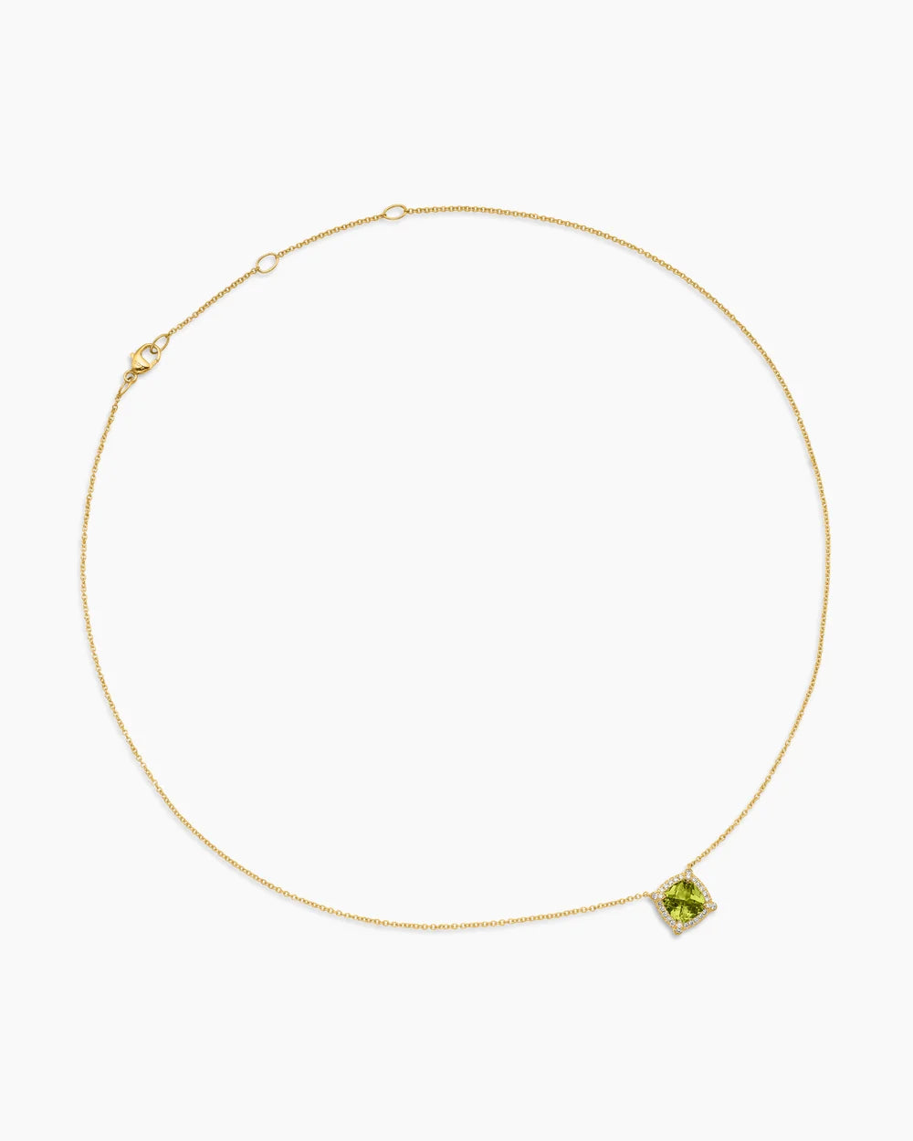 PETITE CHATELAINE® PAVÉ BEZEL PENDANT NECKLACE 18K Yellow Gold with Peridot and Diamonds, 7mm