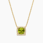 PETITE CHATELAINE® PAVÉ BEZEL PENDANT NECKLACE 18K Yellow Gold with Peridot and Diamonds, 7mm