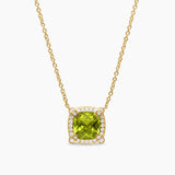 PETITE CHATELAINE® PAVÉ BEZEL PENDANT NECKLACE 18K Yellow Gold with Peridot and Diamonds, 7mm