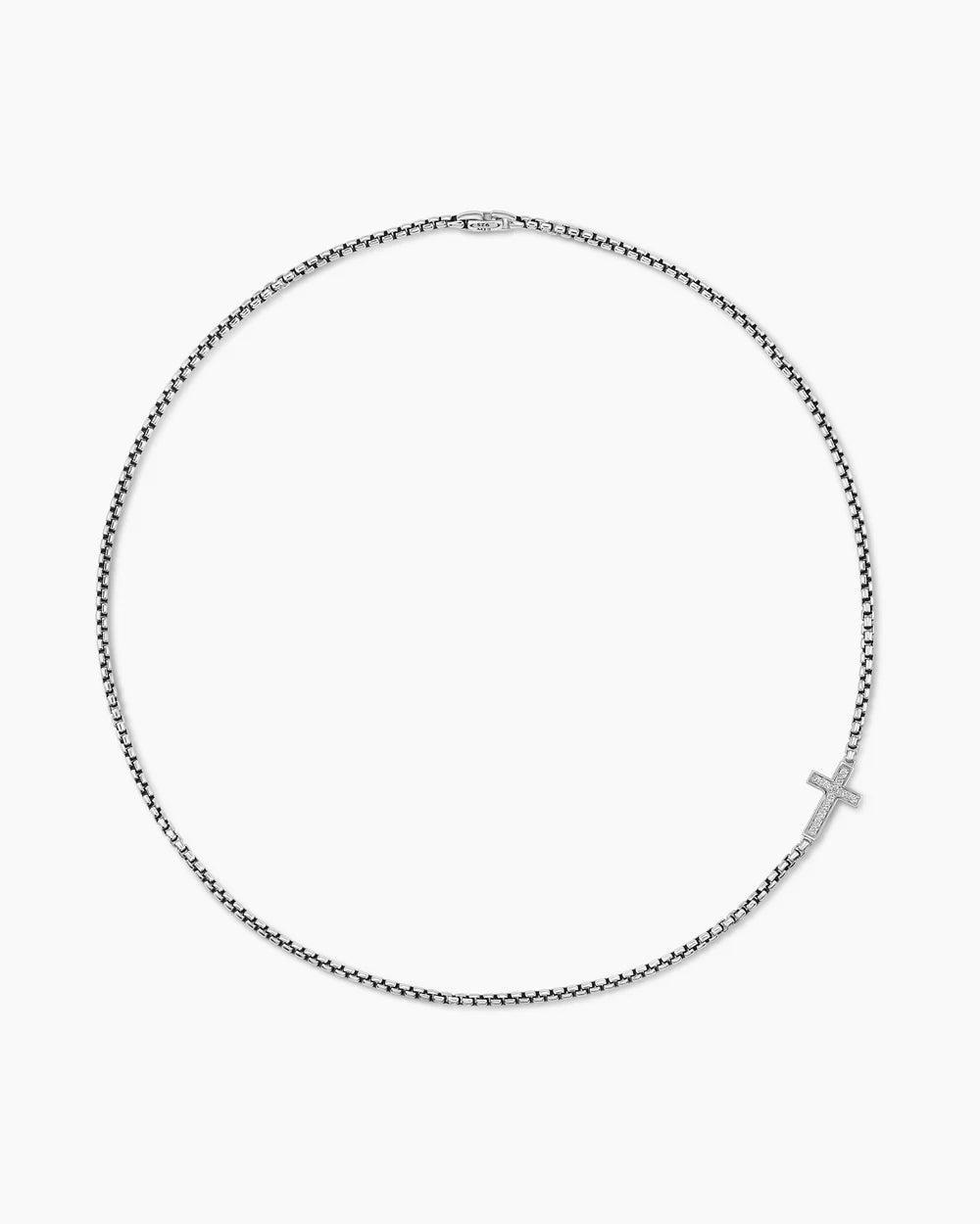 Cross Station Necklace Sterling Silver with Diamonds, 5mm