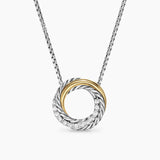 Crossover Pendant Necklace Sterling Silver with 18K Yellow Gold and Diamonds, 14.5mm
