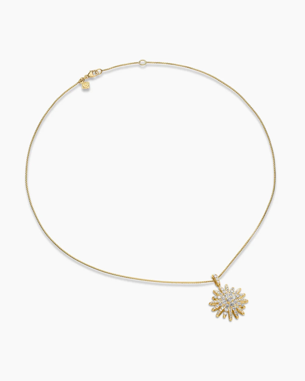 Starburst Pendant Necklace 18K Yellow Gold with Diamonds, 20mm