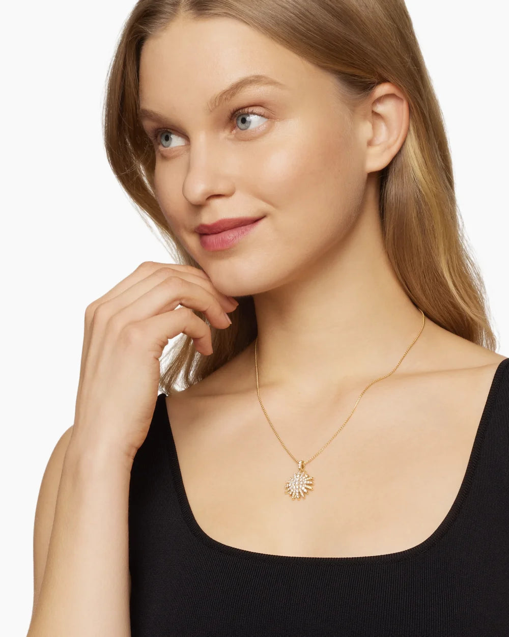 Starburst Pendant Necklace 18K Yellow Gold with Diamonds, 20mm