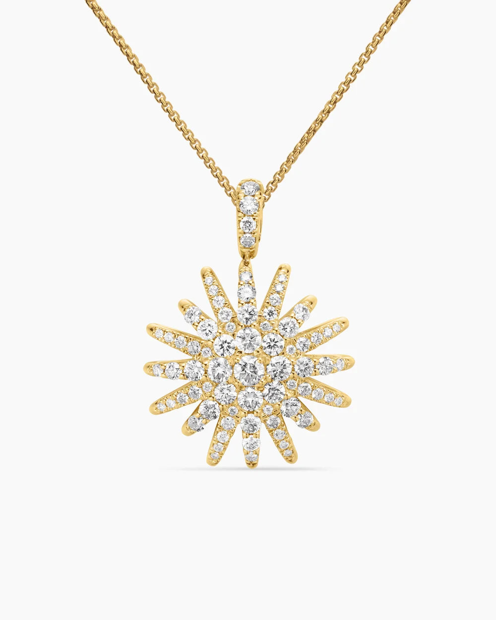 Starburst Pendant Necklace 18K Yellow Gold with Diamonds, 20mm