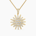 Starburst Pendant Necklace 18K Yellow Gold with Diamonds, 20mm