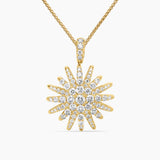 Starburst Pendant Necklace 18K Yellow Gold with Diamonds, 20mm