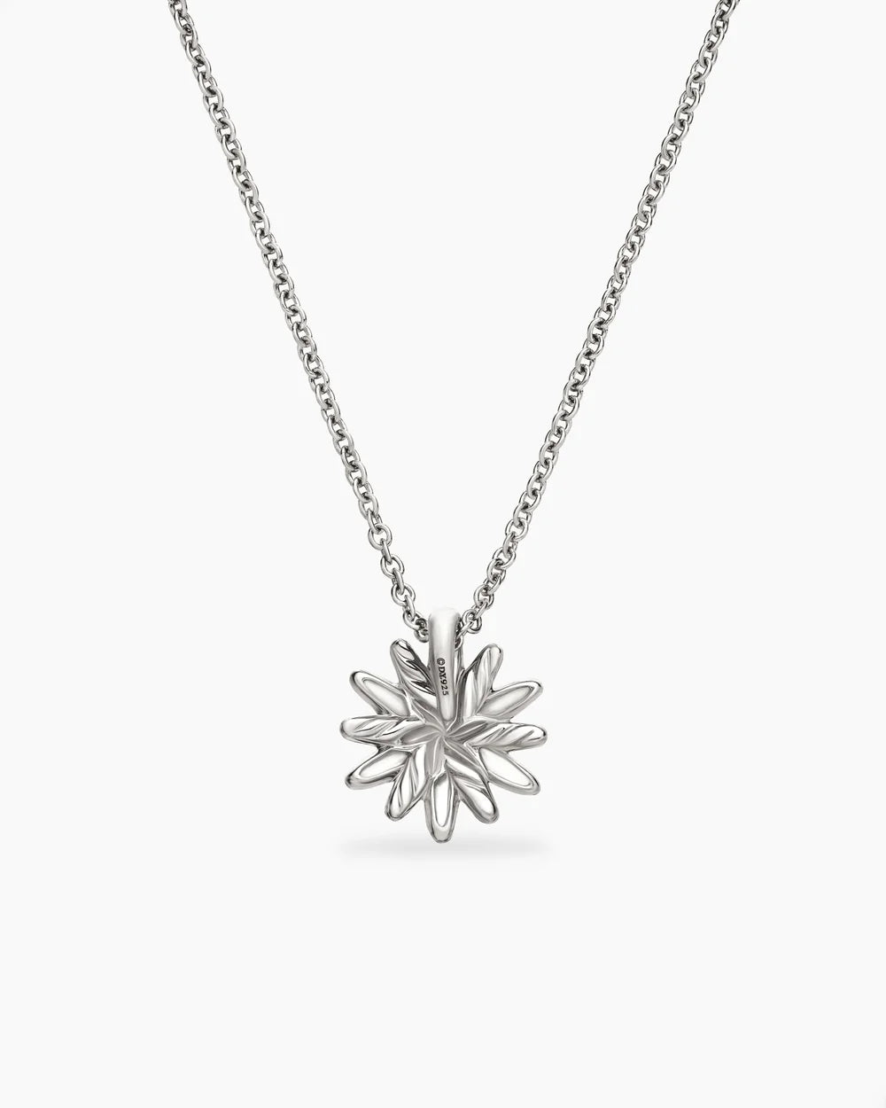 Petite Starburst Pendant Necklace in Sterling Silver with Diamonds, 10.5mm