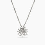 Petite Starburst Pendant Necklace in Sterling Silver with Diamonds, 10.5mm