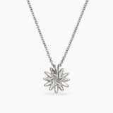 Petite Starburst Pendant Necklace in Sterling Silver with Diamonds, 10.5mm