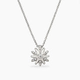 Petite Starburst Pendant Necklace in Sterling Silver with Diamonds, 10.5mm