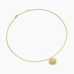 Starburst Pendant Necklace 18K Yellow Gold with Diamonds, 19mm