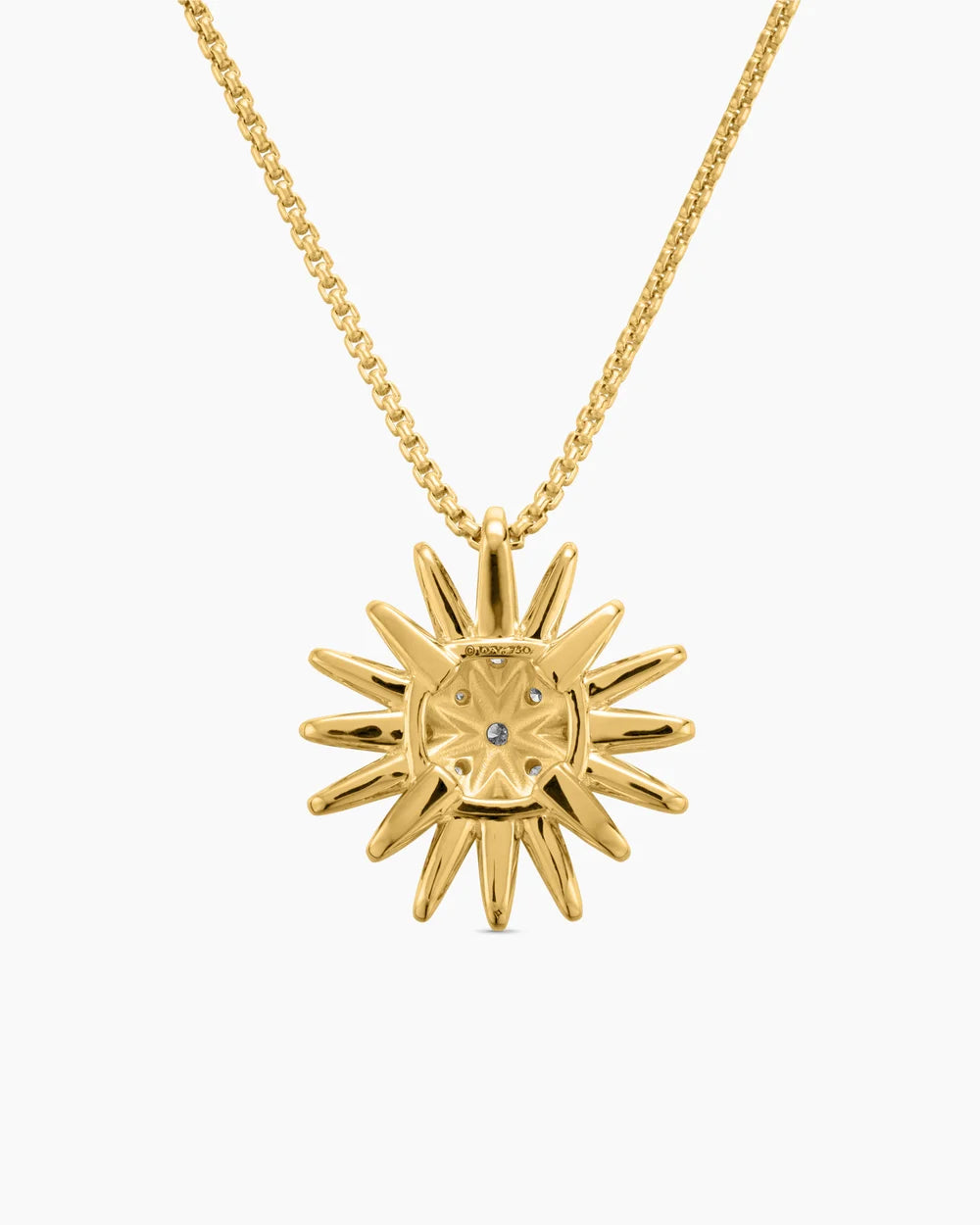 Starburst Pendant Necklace 18K Yellow Gold with Diamonds, 19mm