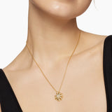 Starburst Pendant Necklace 18K Yellow Gold with Diamonds, 19mm