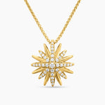 Starburst Pendant Necklace 18K Yellow Gold with Diamonds, 19mm
