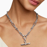 Lexington Chain Necklace in Sterling Silver with Diamonds, 9.8mm