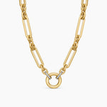 Lexington E/W Chain Necklace in 18K Yellow Gold with Diamonds, 6.5mm