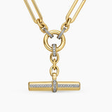 Lexington E/W Chain Necklace in 18K Yellow Gold with Diamonds, 6.5mm