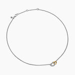 Cable Collectibles® Interlocking Heart Necklace in Sterling Silver with 18K Yellow Gold, 16.4mm