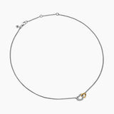 Cable Collectibles® Interlocking Heart Necklace in Sterling Silver with 18K Yellow Gold, 16.4mm