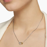 Cable Collectibles® Interlocking Heart Necklace in Sterling Silver with 18K Yellow Gold, 16.4mm