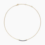 Petite Pavé Bar Necklace in 18K Yellow Gold with Blue Sapphires, 1.25mm