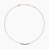 Petite Pavé Bar Necklace in 18K Yellow Gold with Blue Sapphires, 1.25mm
