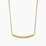 Petite Pavé Bar Necklace in 18K Yellow Gold with Emeralds, 1.25mm