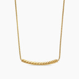 Petite Pavé Bar Necklace in 18K Yellow Gold with Blue Sapphires, 1.25mm