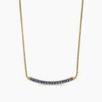 Petite Pavé Bar Necklace in 18K Yellow Gold with Blue Sapphires, 1.25mm
