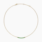 Petite Pavé Bar Necklace in 18K Yellow Gold with Emeralds, 1.25mm