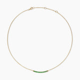 Petite Pavé Bar Necklace in 18K Yellow Gold with Emeralds, 1.25mm