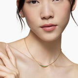 Petite Pavé Bar Necklace in 18K Yellow Gold with Emeralds, 1.25mm