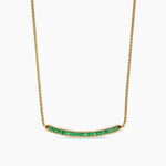 Petite Pavé Bar Necklace in 18K Yellow Gold with Emeralds, 1.25mm