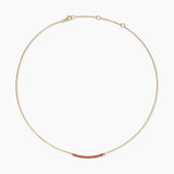 Petite Pavé Bar Necklace in 18K Yellow Gold with Rubies, 1.25mm
