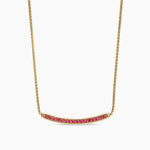 Petite Pavé Bar Necklace in 18K Yellow Gold with Rubies, 1.25mm