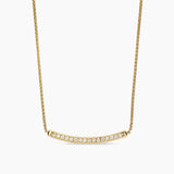PETITE PAVÉ BAR NECKLACE 18K Yellow Gold with Diamonds, 1.25mm