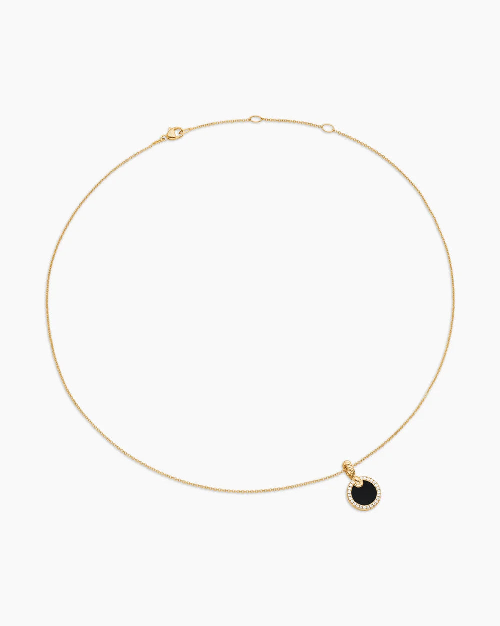 Petite DY Elements® Pendant Necklace in 18K Yellow Gold with Black Onyx and Pavé Diamonds