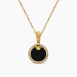 Petite DY Elements® Pendant Necklace in 18K Yellow Gold with Black Onyx and Pavé Diamonds