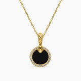 Petite DY Elements® Pendant Necklace in 18K Yellow Gold with Black Onyx and Pavé Diamonds