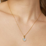 PETITE DY ELEMENTS® PENDANT NECKLACE 18K Yellow Gold with Mother of Pearl and Diamonds, 17.8mm