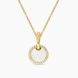 PETITE DY ELEMENTS® PENDANT NECKLACE 18K Yellow Gold with Mother of Pearl and Diamonds, 17.8mm