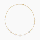 Pearl and Pavé Station Necklace in 18K Yellow Gold with Pearls and Diamonds